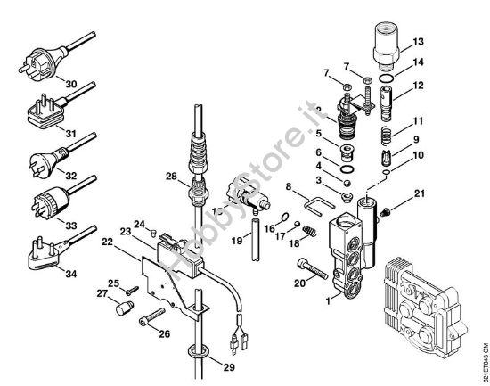 Unità  regolatrice di sicurezza, cavo di collegamento Idropulitrice elettrica (RE) RE 140 K della marca STIHL